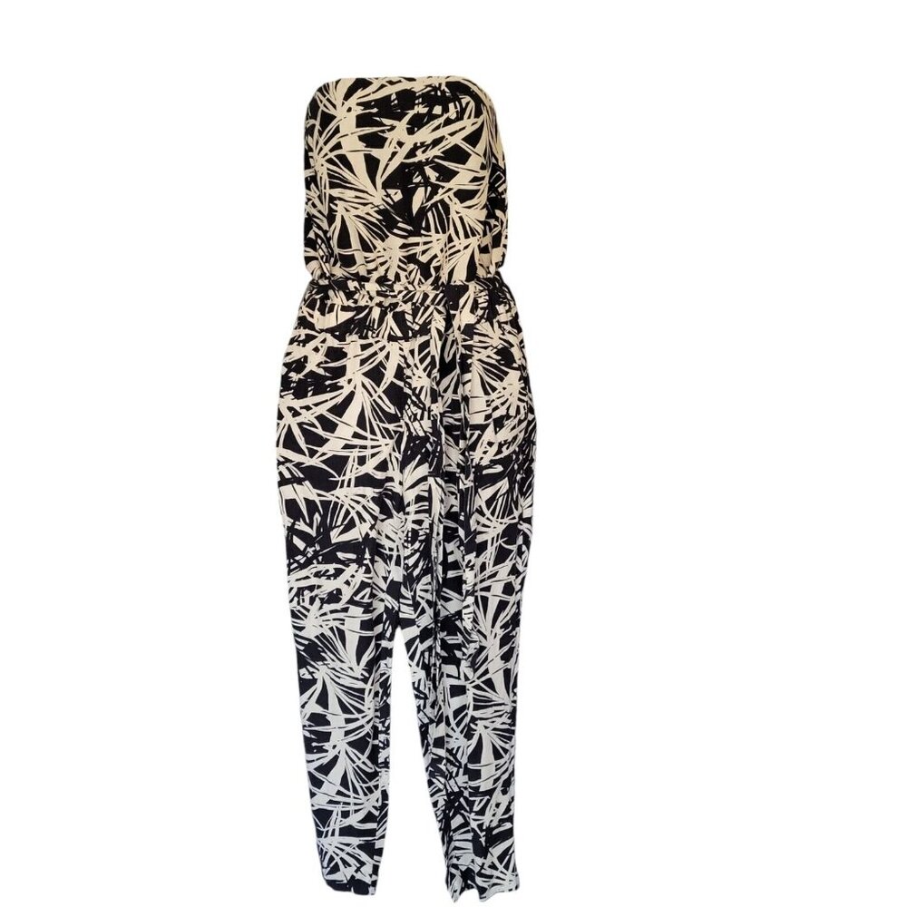 NEW Ann Taylor LOFT Black Linen Sleeveless Tapered Leg Belted Jumpsuit 4 - Picture 4 of 7